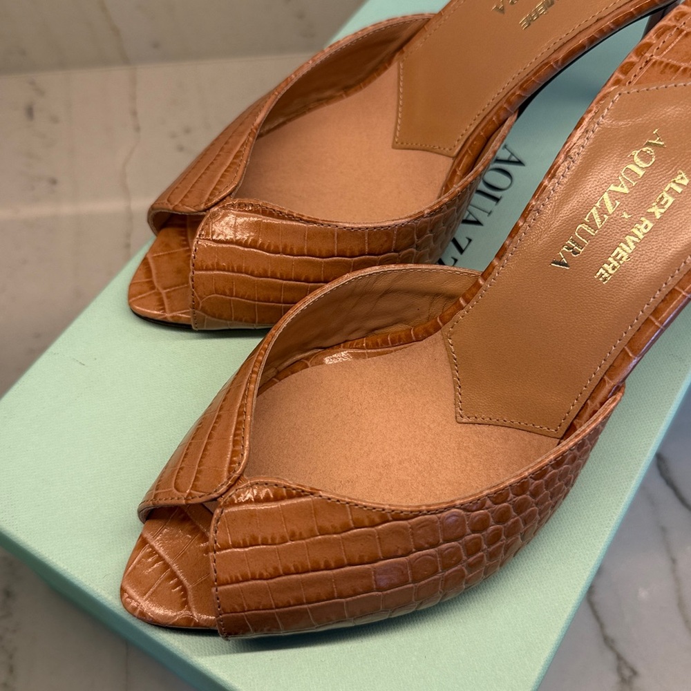 AQUAZZURA Alex Rivière 85 Croc-embossed Leather Mules size 35/5 (photos coming) - Picture 2 of 12